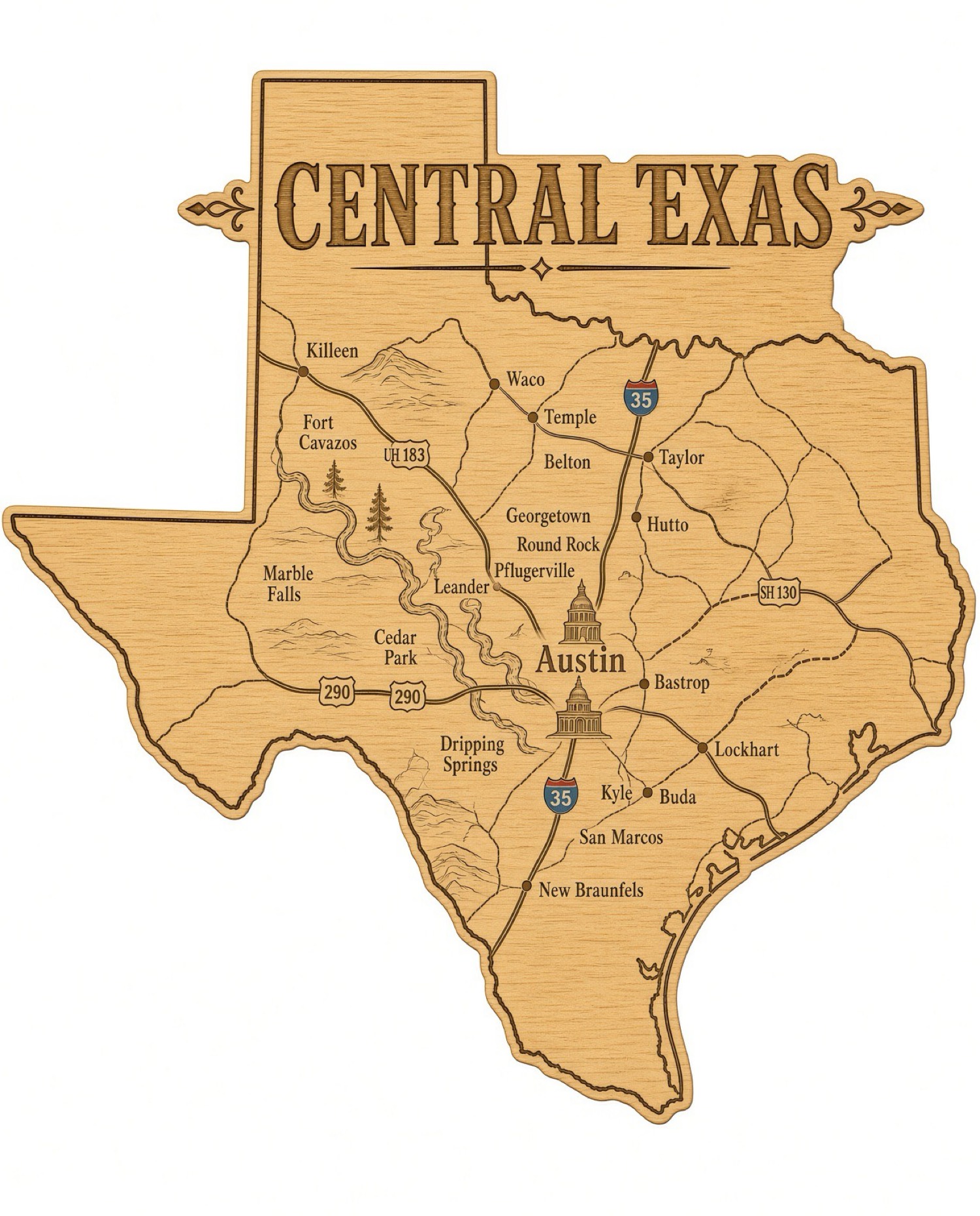 Central Texas service area map