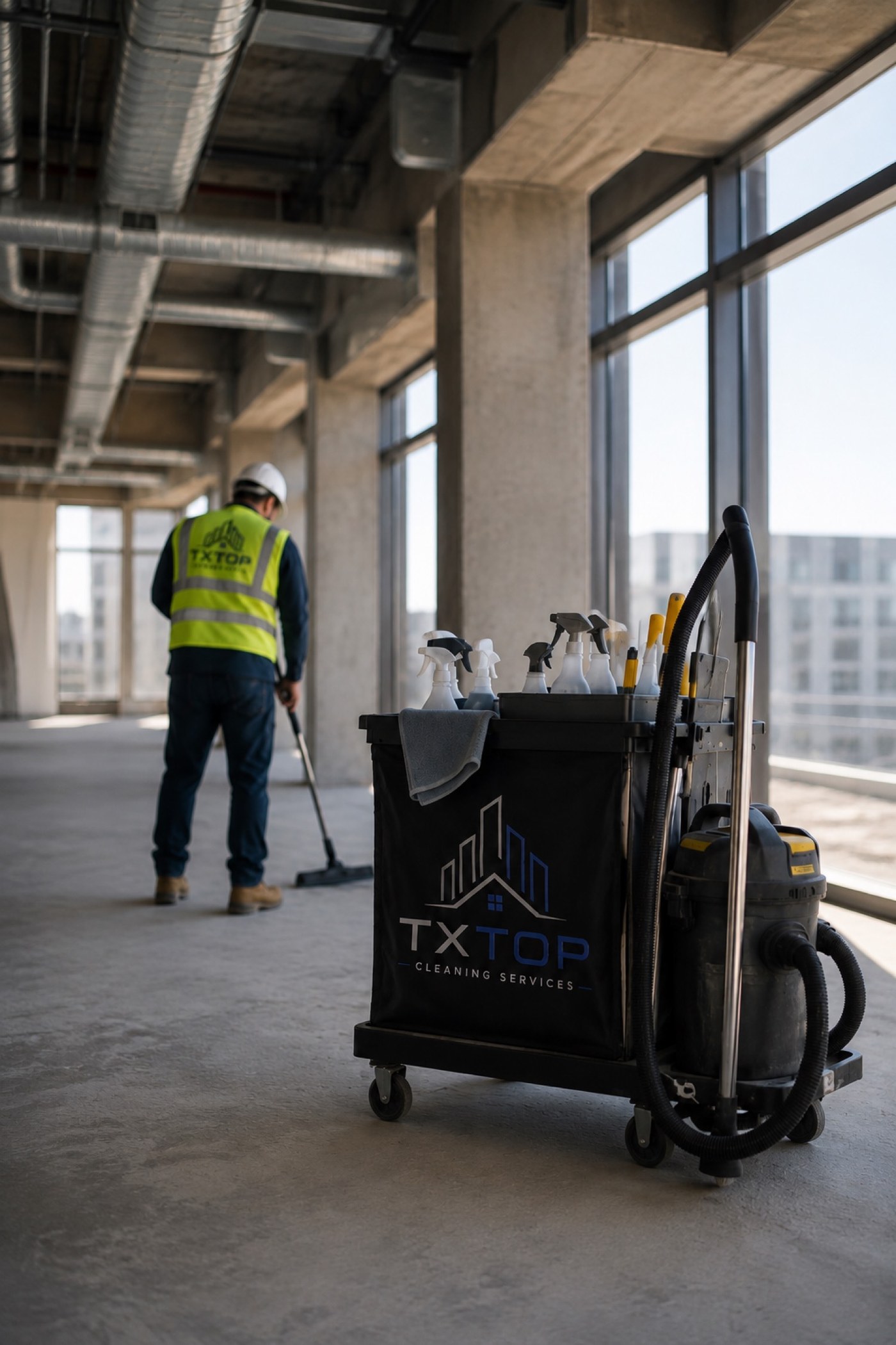 Tx Top post-construction cleaning
